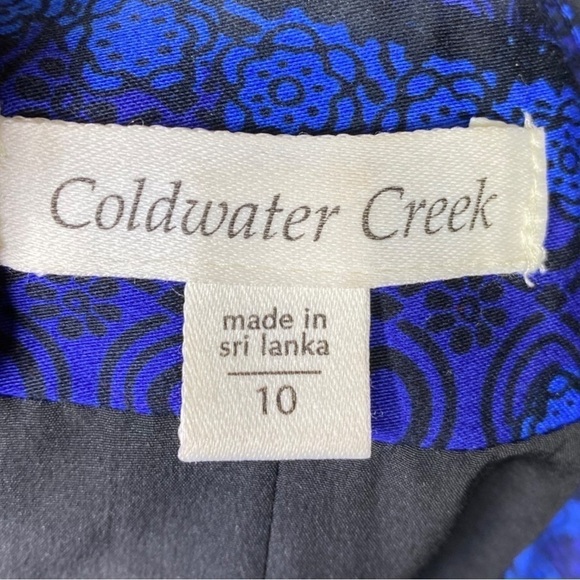 COLDWATER CREEK Blazer Symmetrical Paisley Floral Open Front Cotton Size 10 - Picture 7 of 8
